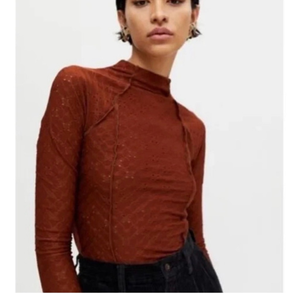 Eyelet Mock Neck Top by Urban Outfitters